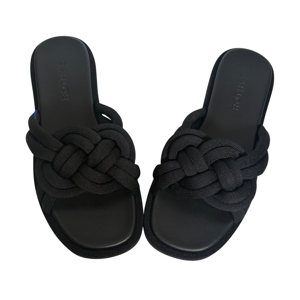 Rothy's The Summer Sandal Knot Slide Black Knit Women Size 7